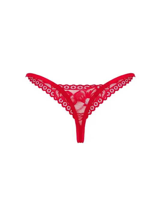 Мереживні стрінги Obsessive Lacelove thong XL/2XL Red, низька посадка Львов - изображение 4
