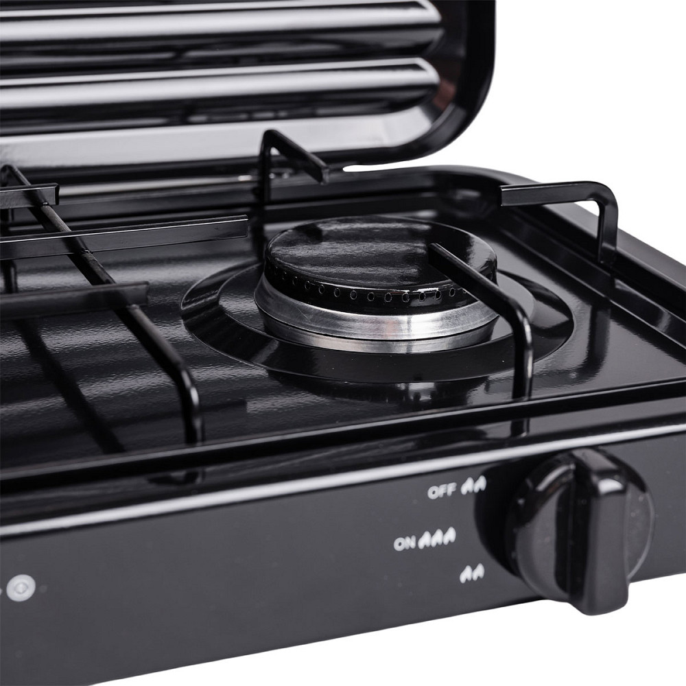 Настільна газова плита на 2 конфорки 4.4 кВт міні газова плита для балонного газу Чорна Sokany SK-6002B Коломия - фото 2