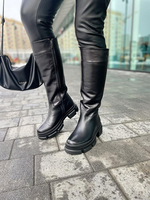 Шкіряні чоботи жіночі зимові на низькому ходу чорні 11/260 / Чоботи на зиму р. 37, 39 Коломия - фото 7