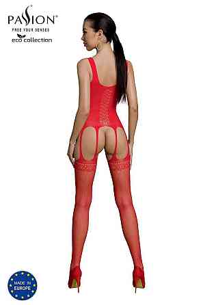Бодистокинг Passion ECO BS007 red, с доступом, силуэтный рисунок, имитация подвязок Sex Aura Киев