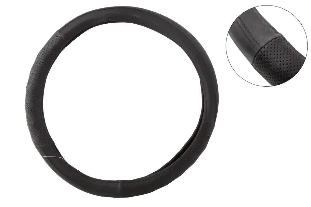 Оплітка на кермо шкіра M inDrive IDP-17380-1-M чорний (чехол на блискавки) Вінниця - фото 1