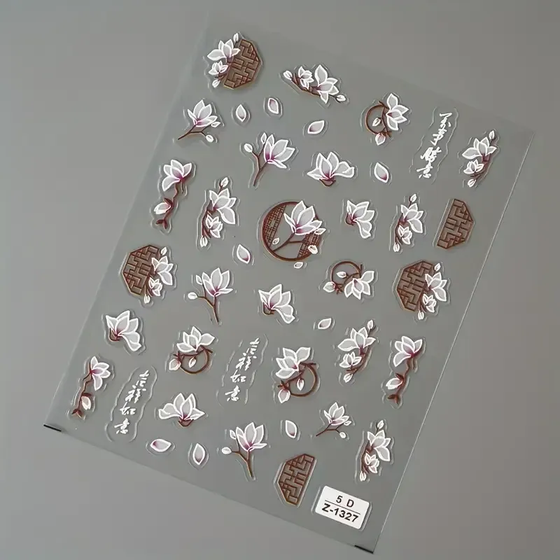 5D рельефные наклейки для ногтей с лотосом – объемный дизайн маникюра Киев - изображение 2