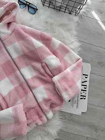 Жіночий стильний теплий бомбер підкладка тедді. Рожевий Одеса