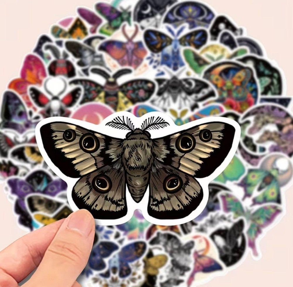 Набор наклеек бабочки 50 шт виниловые aesthetic стикеры moth butterfly для ноутбука телефона Киев - изображение 1