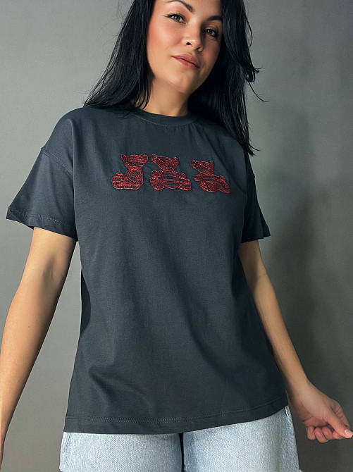 Футболка жіноча Pepper&mint BX24-68 з вишивкою ведмедики графіт, графіт, S Київ - фото 6