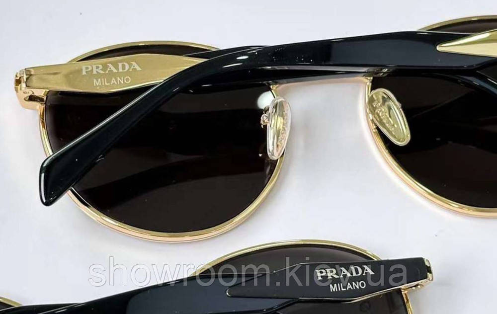 Жіночі круглі брендові окуляри Pr (56ZS) Lux gold Київ - фото 4