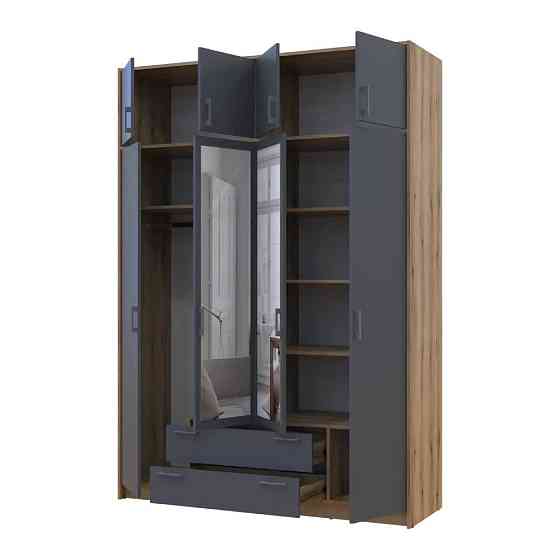 Шкаф для одежды Doros Ронди с антресолью и зеркалом Дуб Артизан/Графит 4ДСП 160х52х236 DRS-011677 (80737830) Львов