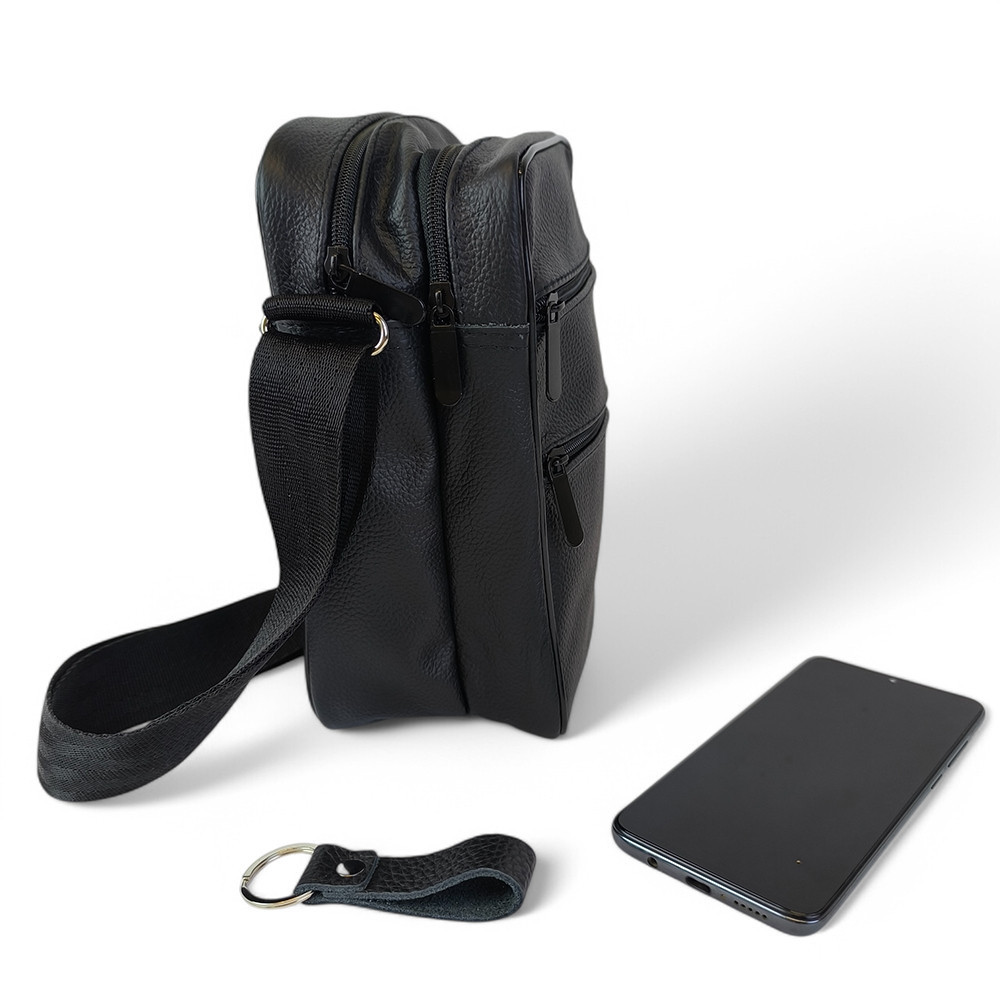 Шкіряний чоловічий месенджер чорний чоловічий Месенджер З Натуральної шкіри Київ - фото 10