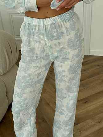 Женский комплект из натуральной ткани Диор синий, Молочный, XL-2XL Харьков