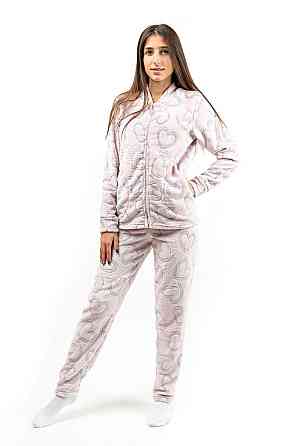 Домашний теплый костюм (пижама) женский розовый 