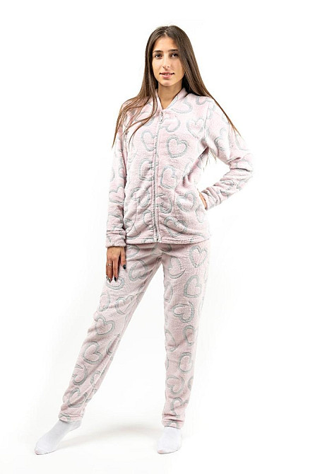 Домашній теплий костюм жіночий рожевий "Серце без капюшона топ Крохатушка одяг Київ - фото 1