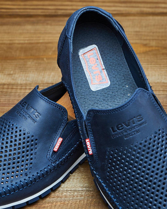 Літні шкіряні туфлі-макасини сині Харків - фото 7