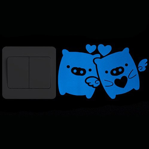 Фосфорная наклейка на выключатель - размер стикера 10*6см, (впитывает свет и светится в темноте голубым) Киев - изображение 1