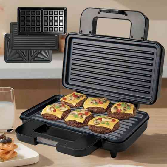 Сендвічниця 3 в 1 SK-BBQ-835 1000 Вт портативна з рівномірним нагрівом для швидкого приготування Одеса