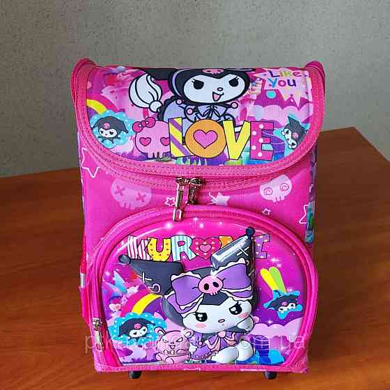 Портфель школьный 1 класс Hello Kitty Куроми каркасный, ортопедическая спинка, 3D принт, розовый Хмельницкий