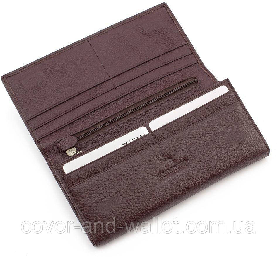 Женский кожаный кошелек на магнитной фиксации пудрового цвета Marco Coverna Коричневый Киев - изображение 4