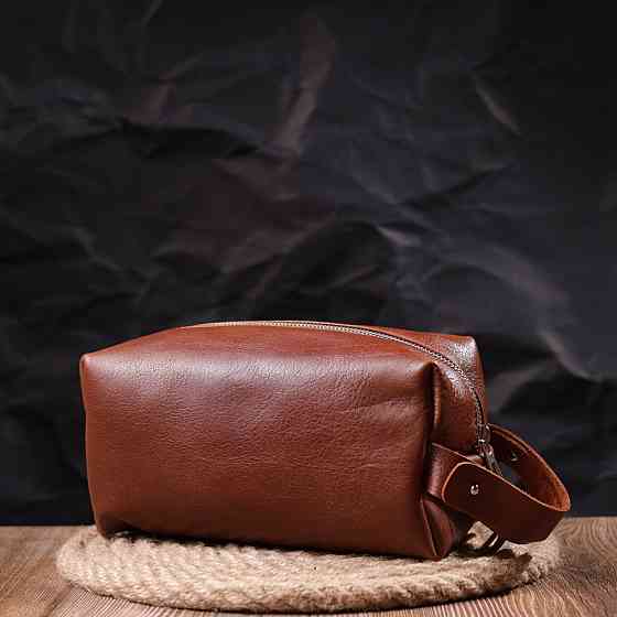 Чоловіча косметичка великого розміру з гладкої шкіри на блискавці Серце (GRANDE PELLE) Київ