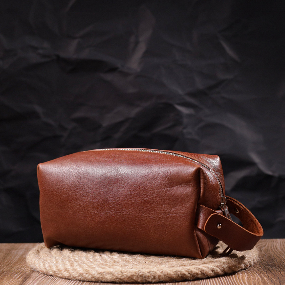 Чоловіча косметичка великого розміру з гладкої шкіри на блискавці Серце (GRANDE PELLE) Київ - фото 3