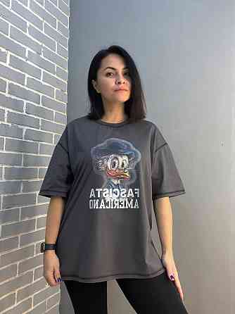 Футболка женская LADY YEP 0125 оверсайз вареные швы рисунок Скрудж one size графит, графит, one size Киев