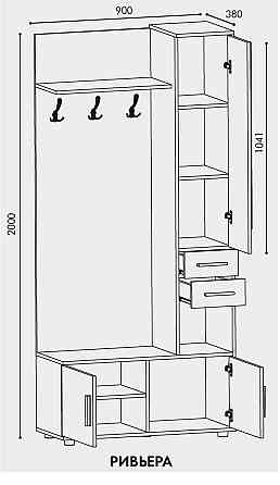Передпокій Еверест Рів'єра з шафою ШП-1 дуб сонома + трюфель (DTM-2188) Львів