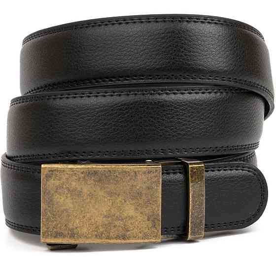 Ремінь чоловічий з латунною пряжкою Vintage 20310 Чорний Київ