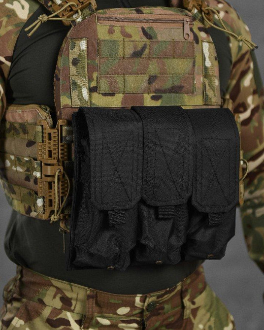 Подсумок UMA на три магазина АК по одному в кармане кордура 1000 den черный ВТ6777 Одесса - изображение 1