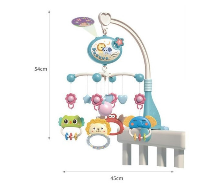 Музичний проектор карусель-мобіль-нічник з пультом та підвісними елементами Блакитний (698-84-85) Чернігів - фото 5