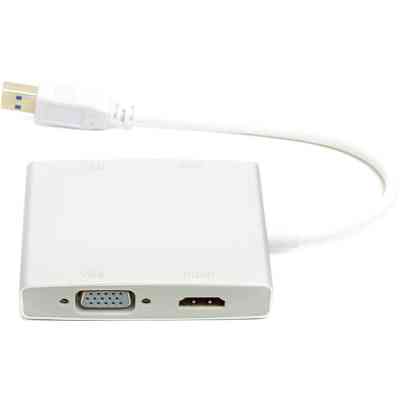 Перехідник USB 3.0 to HDMI, DVI, VGA, RJ45 Gigabit Ethernet PowerPlant (CA912087) Вінниця