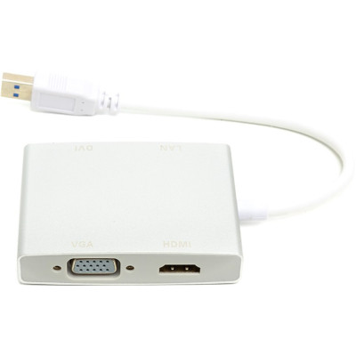 Перехідник USB 3.0 to HDMI, DVI, VGA, RJ45 Gigabit Ethernet PowerPlant (CA912087) Вінниця - фото 3