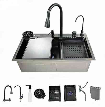 Мийка багатофункціональна Zerix ZH7546-SET-07 DECOR NANO-BLACK з вбудованим змішувачем   ( ZX5683 ) 32780 Харьков