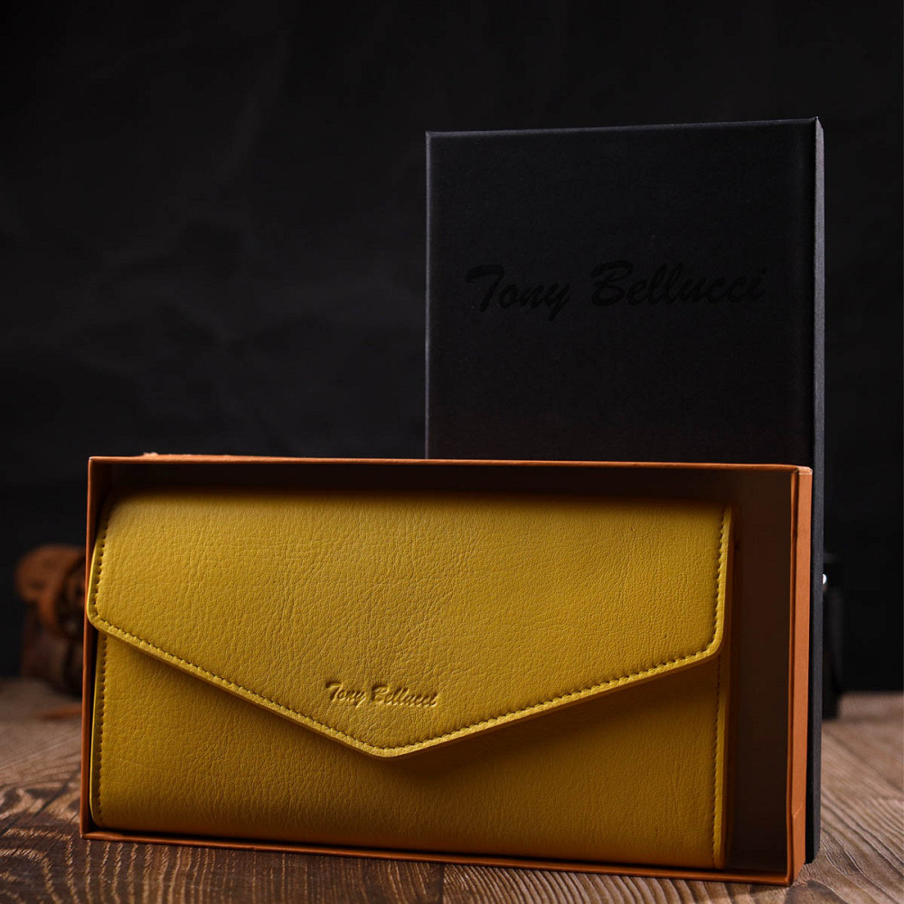 Яркое женское большое портмоне из натуральной кожи Tony Bellucci 21975 Желтый Киев - изображение 1