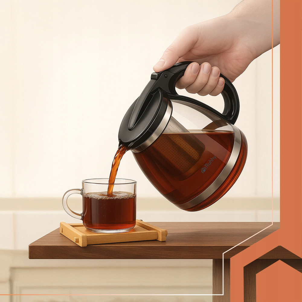 Чайник скляний 2 літри із заварником для чаю або трав Ruhhy (26066) Нововолинськ - фото 5