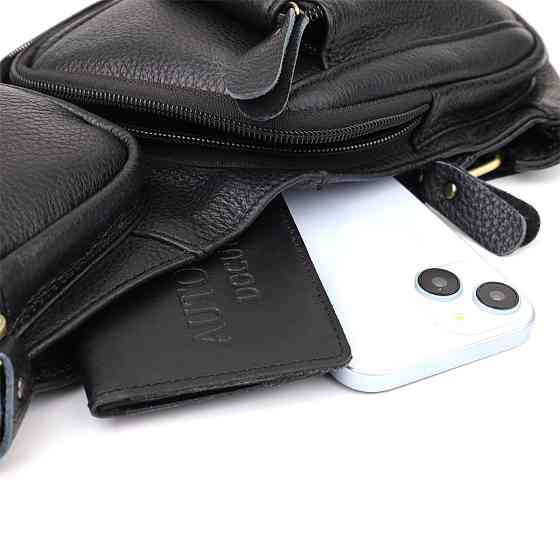 Мужская сумка с большим количеством карманов из натуральной кожи Vintage 22961 Черный Киев