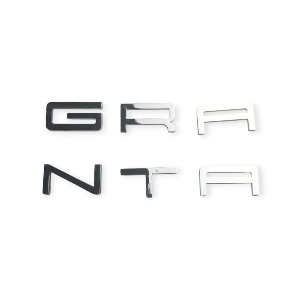 Емблема GRANTA (365-37 мм) пластик на скотчі хром напис Мукачево - фото 1