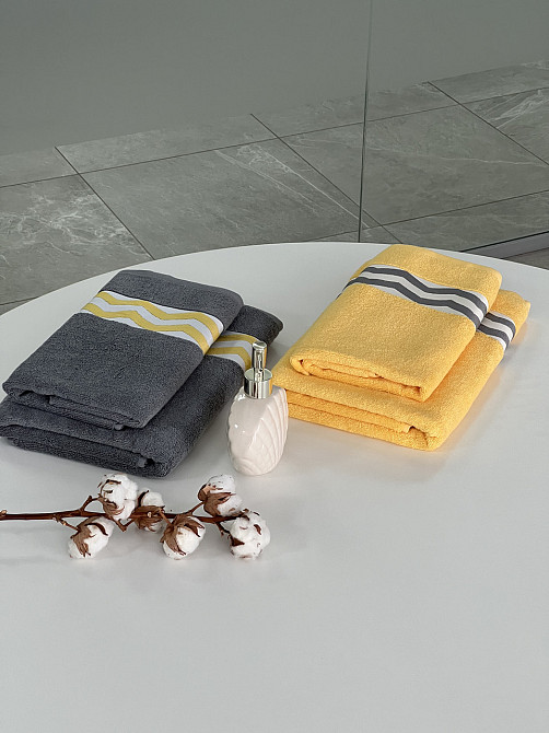 Комплект махрових рушників Ideal Textile з бордюром 2 шт (50х90см + 70х140см) Чернівці - фото 5