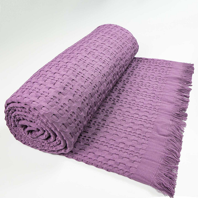 Простирадло-покривало вафельне жакардове преміум якості YouStar 200х240см 320г/м2 (Фіолетовий) Суми - фото 1