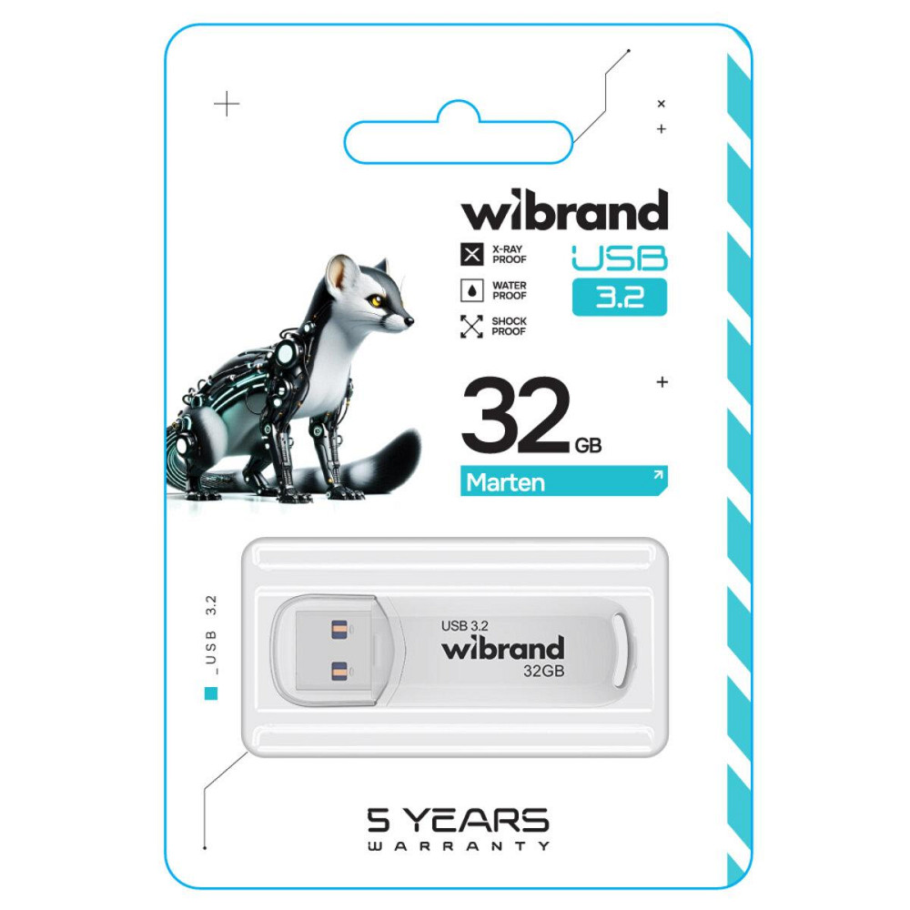 Флешка flash Wibrand USB 3.2 Gen1 Marten 32GB White WI3.2 / MA32P10W Одеса - фото 2