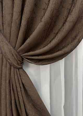 Комплект штор VR-Textil Жакард Viva Marmo № 1780ш Коричневий 150х290 см 2 шт (33-0734) Київ