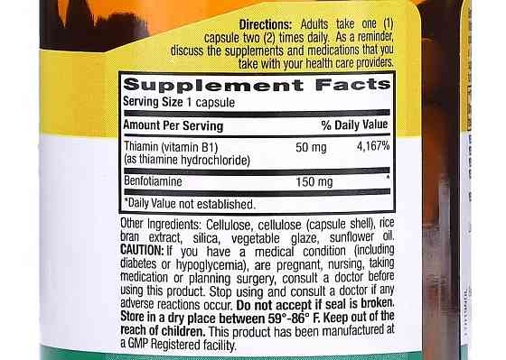 Бенфотіамін з тіаміном, Benfotiamine, Country Life, 150 мг, 60 капсул Київ