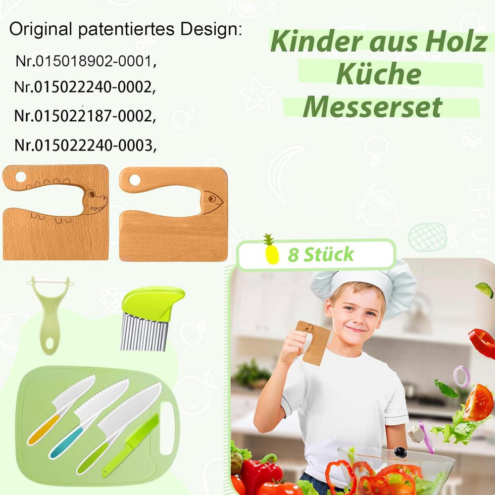 Набор детских кухонных ножей 8 шт - разделочная доска, овощечистка, безопасные ножи, кухонный набор для детей Киев - изображение 6