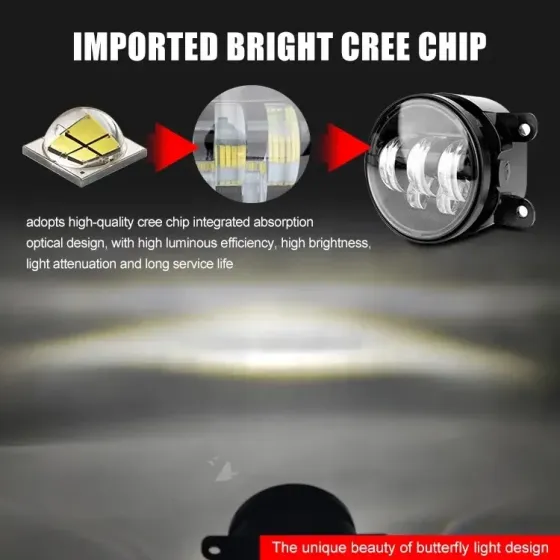 Протитуманні фари LED універсальна 3,5 дюйма 90 мм туманка 60 ватт біла (один режим) DC12-80V Харків