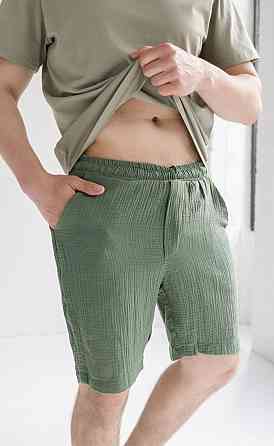 Мужские шорты муслиновые Зелёный S Харьков