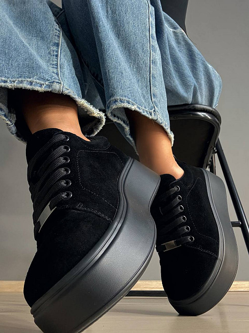 Кеды женские Hengji 537-8 замшевые на платформе черные, 40, 25,5 см Киев - изображение 16