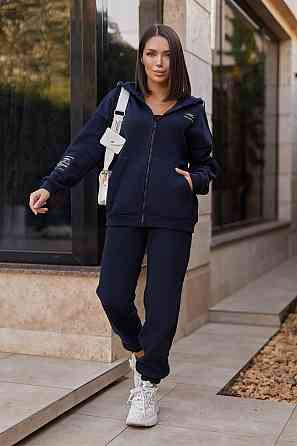 Женский спортивный костюм c нашивками Walker батал 50-52, Темно-синий Киев
