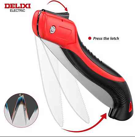 Ручная складная пила 180 мм DELIXE из прочной стали 42 см красно-черный Киев