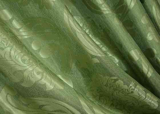 Комплект готовых штор VR-Textil Жаккард Лион № 607ш Оливковый 150х270 см 2 шт (30-375) Киев