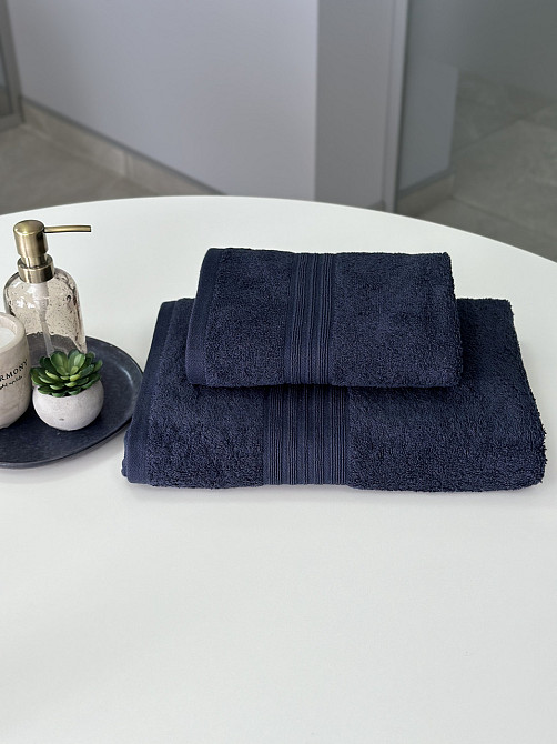 Комплект полотенец с бордюром Ideal Textile 2 шт (50х90+70х140 см) 500 г/м2 (56860401) Графітовий Черновцы - изображение 1