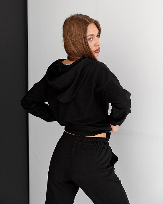 Жіночий спортивний теплий костюм оверсайз Чорний S Харків - фото 9
