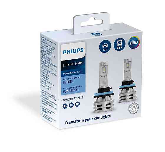 Комплект світлодіодних ламп PHILIPS 11362UE2X2 H11 24W 12-24V Ultinon Essential G2 6500K Харків