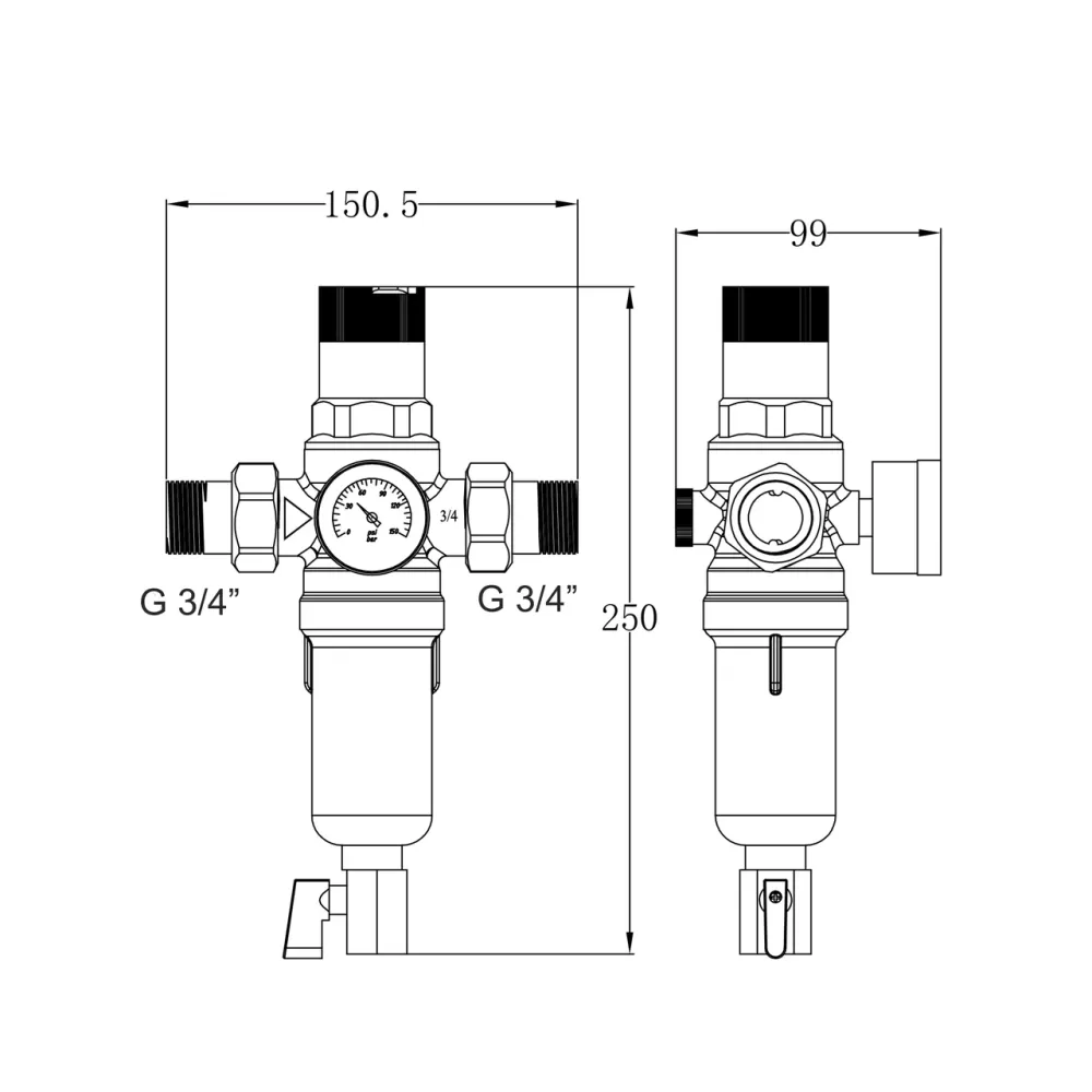 Фільтр самопромивний Thermo Alliance Forte 3/4" з редуктором для гарячої води SF128W20H Київ - фото 11